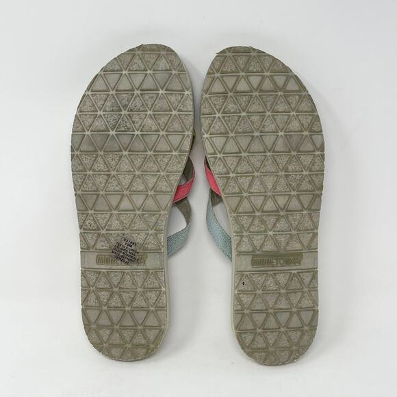 Minnetonka Multicolor Hanna Sandal Womens 10 Coral Blue Yellow Cushion Strappy - Picture 8 of 8